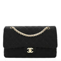 Chanel Jersey Quilted Medium Bijoux Chain Double Flap Black