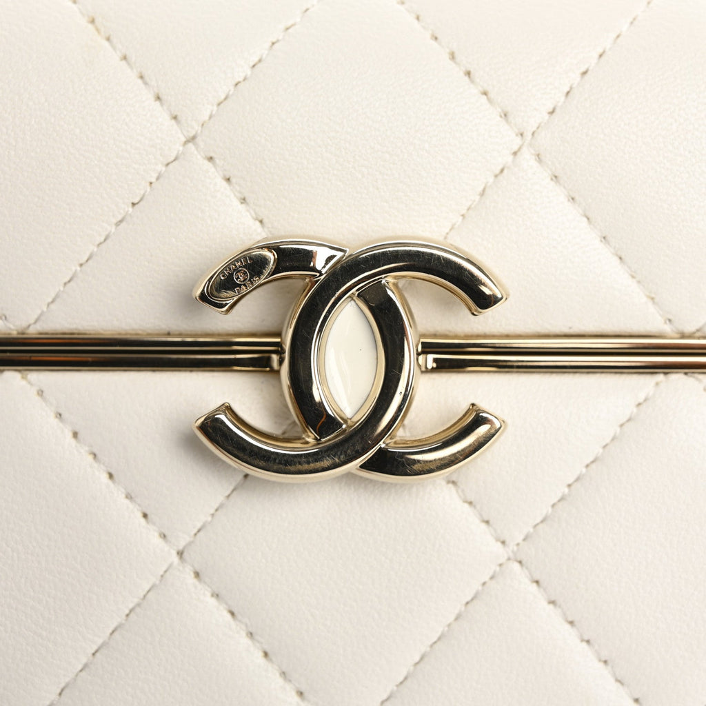 Chanel Lambskin Quilted Small Box With Chain White