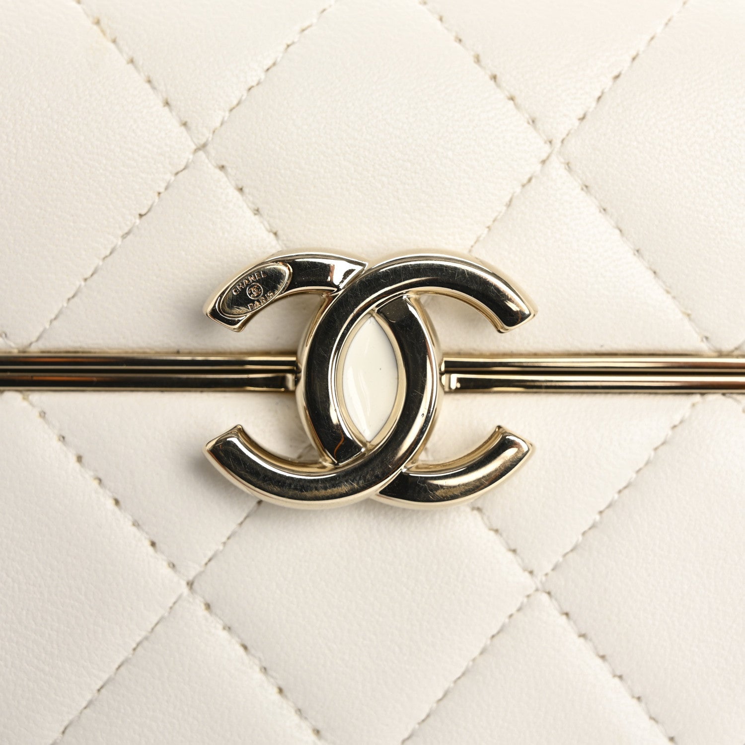 Chanel Lambskin Quilted Small Box With Chain White