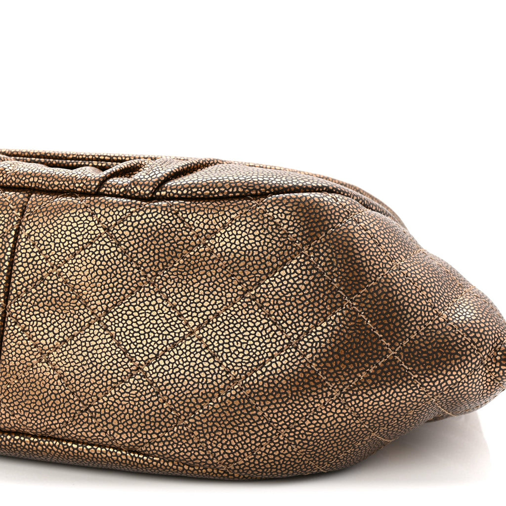 Chanel Metallic Caviar Half Moon Large Flap Bronze