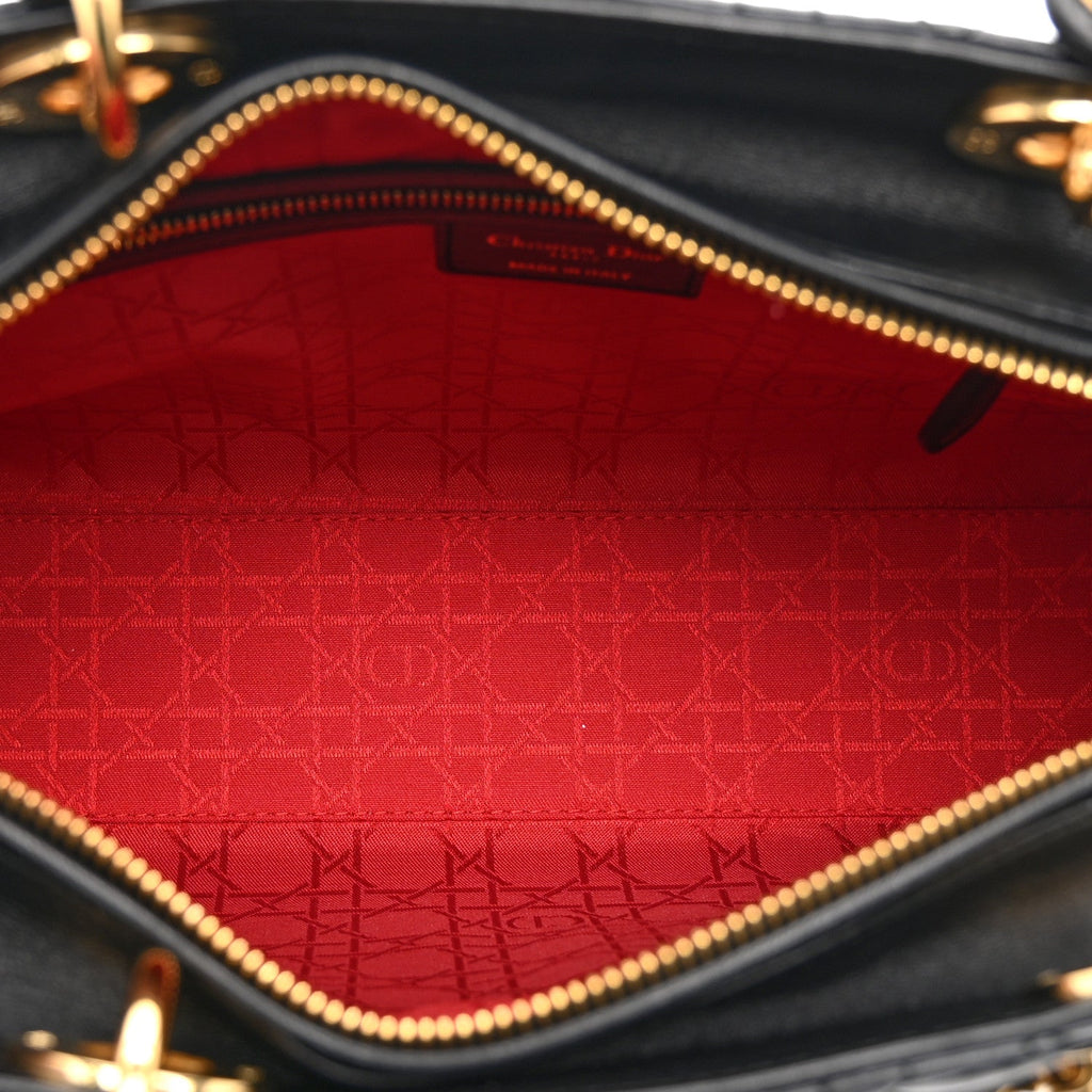 Christian Dior Lambskin Cannage Large Lady Dior Black