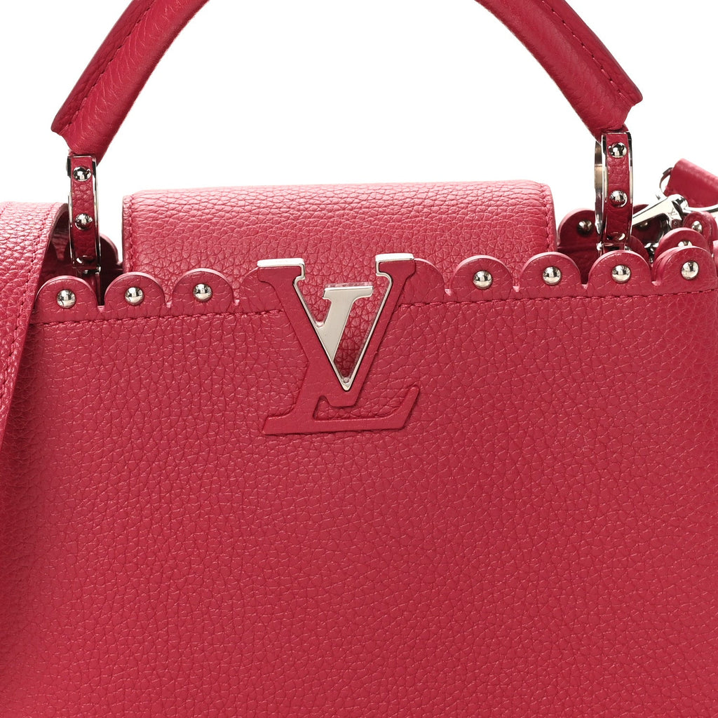 Louis Vuitton Taurillon Lace Croquets Capucines BB Groseille