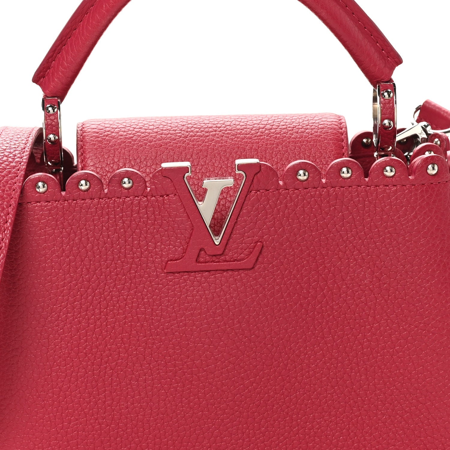Louis Vuitton Taurillon Lace Croquets Capucines BB Groseille
