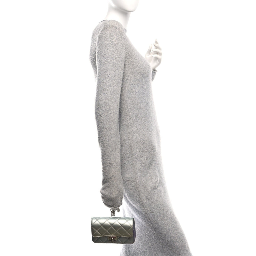 Chanel Gradient Metallic Calfskin Quilted Clutch Silver Blue Yellow Purple
