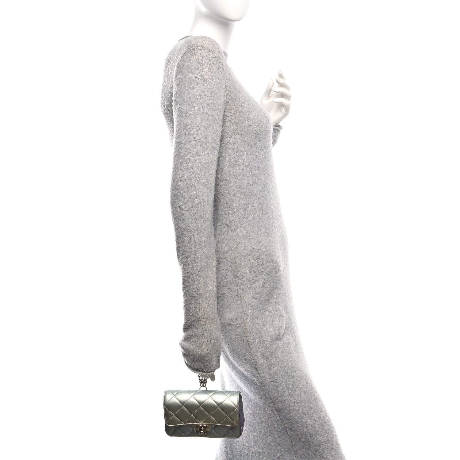 Chanel Gradient Metallic Calfskin Quilted Clutch Silver Blue Yellow Purple