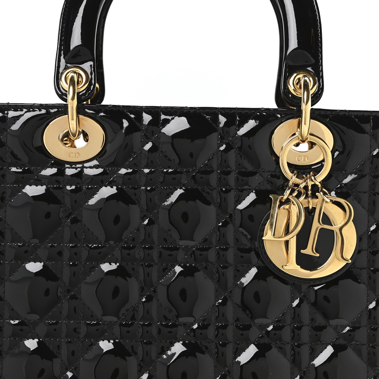 Christian Dior Patent Cannage Large Lady Dior Black