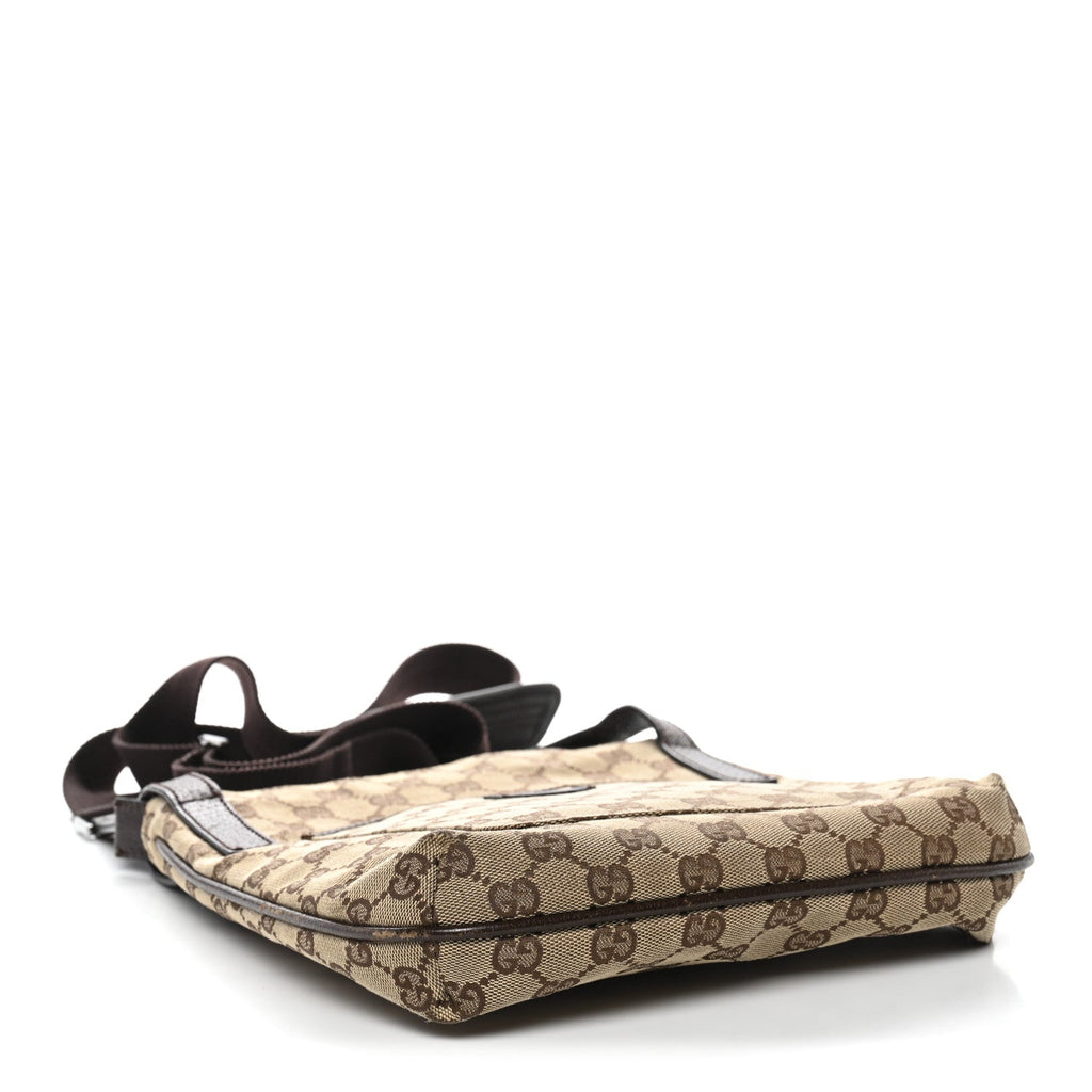 Gucci Monogram Flat Messenger Bag Dark Brown