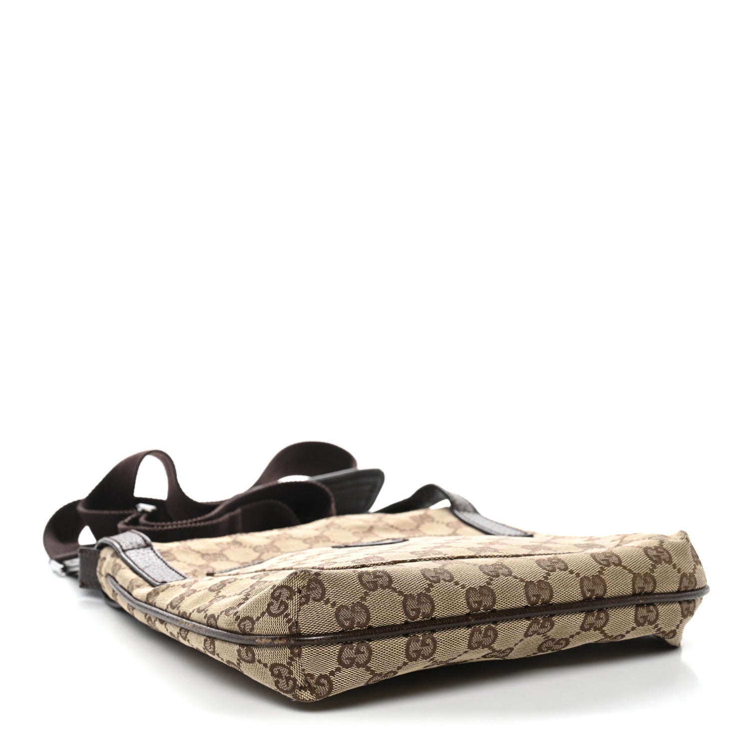 Gucci Monogram Flat Messenger Bag Dark Brown