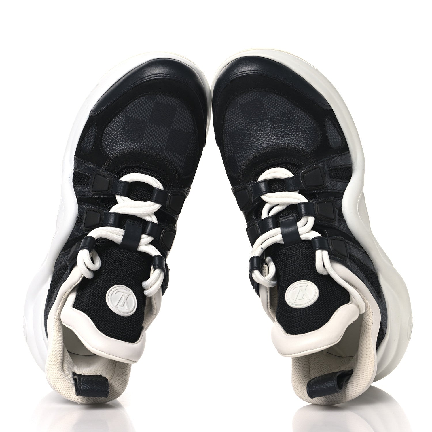 Louis Vuitton Calfskin Technical Nylon Damier Graphite LV Archlight Sneakers 36 Black White
