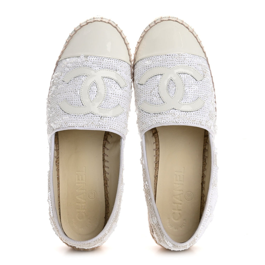 Patent Sequin CC Espadrilles 36 White