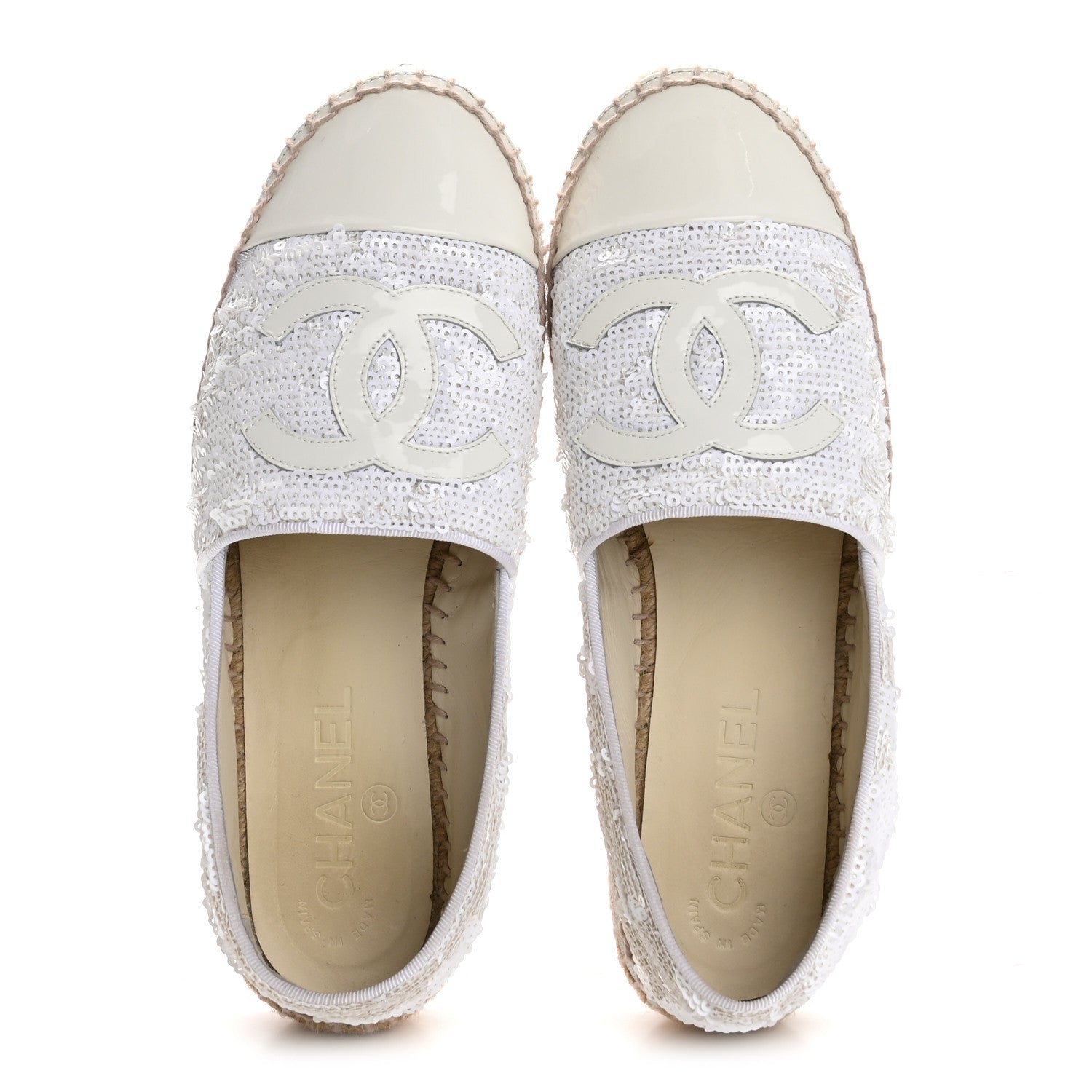 Patent Sequin CC Espadrilles 36 White
