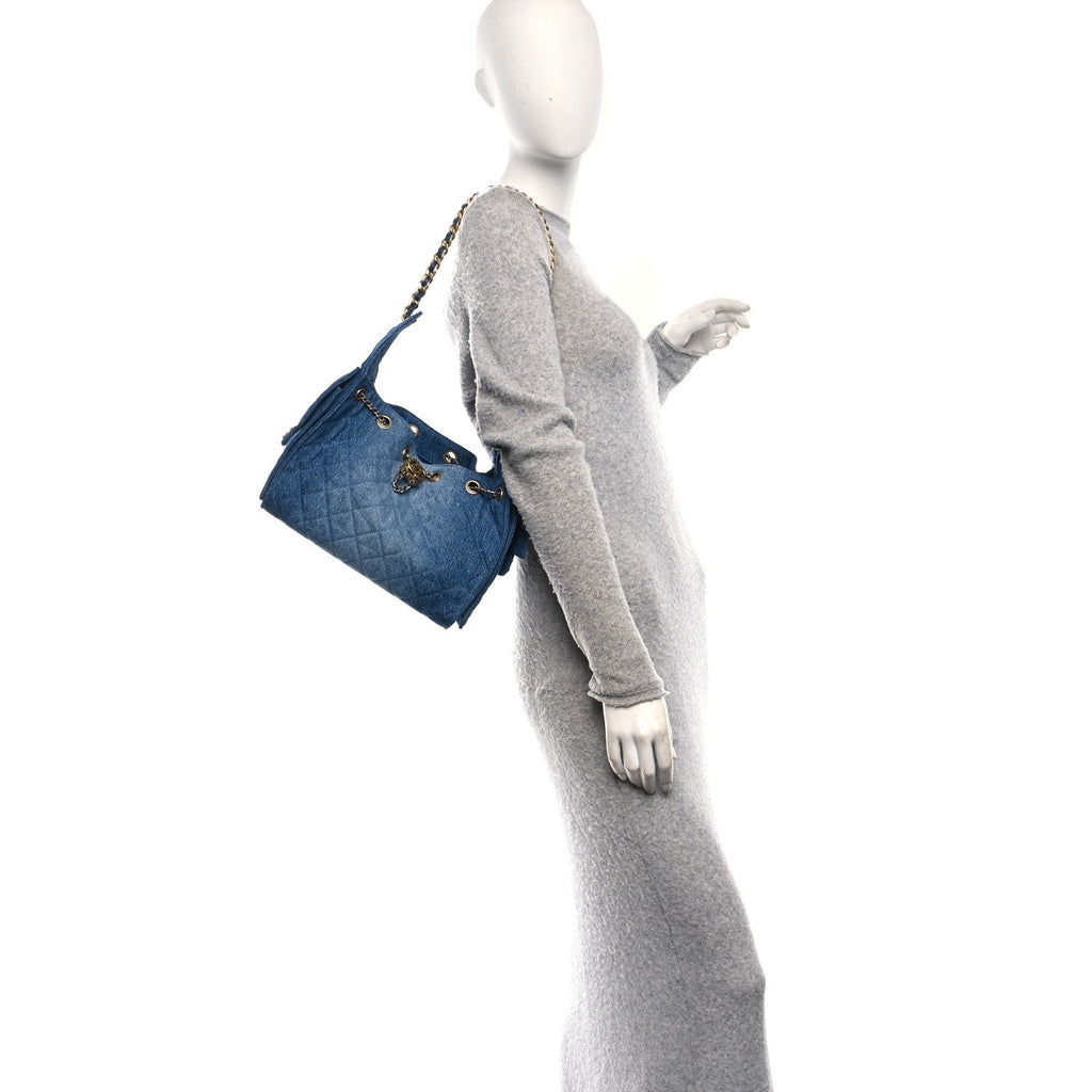 Chanel Washed Denim Quilted Small Chanel 25 Handbag Blue