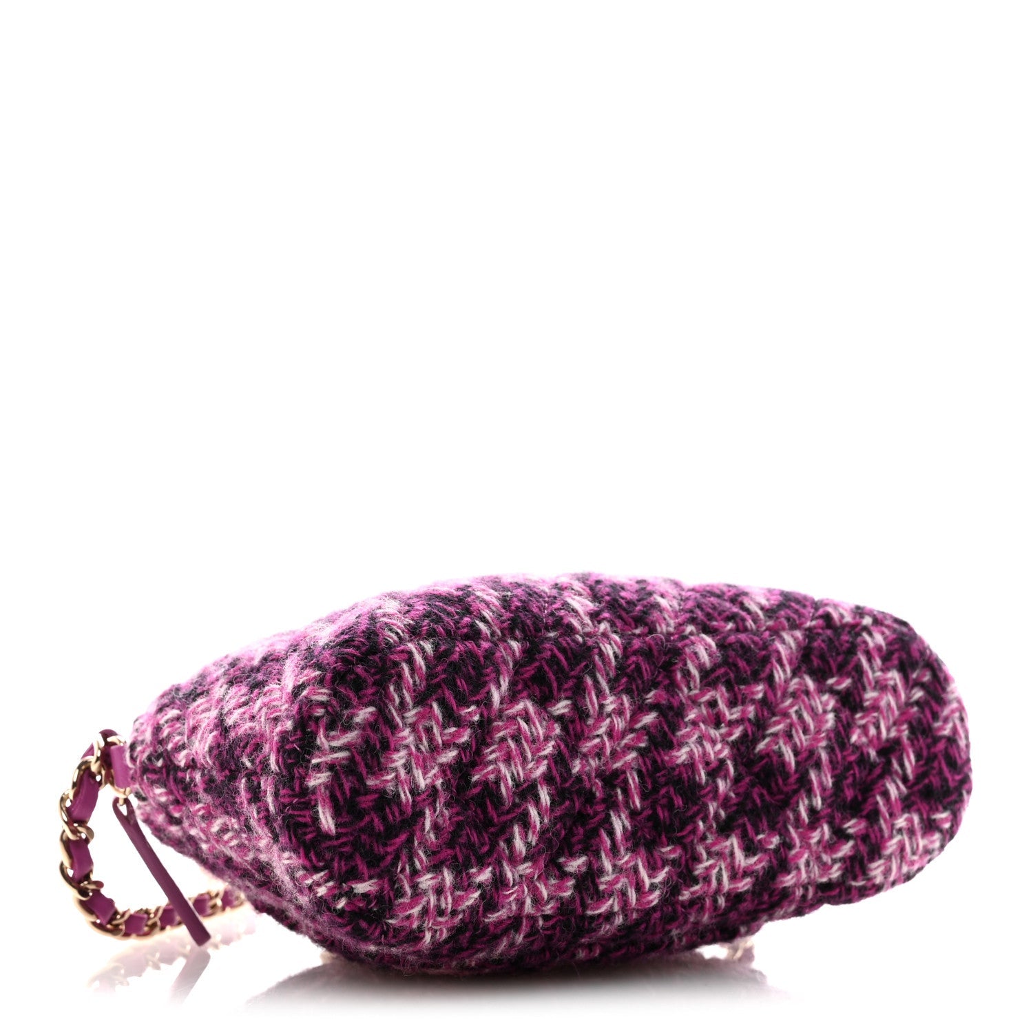Chanel Tweed Quilted Mini Clutch With Chain Purple