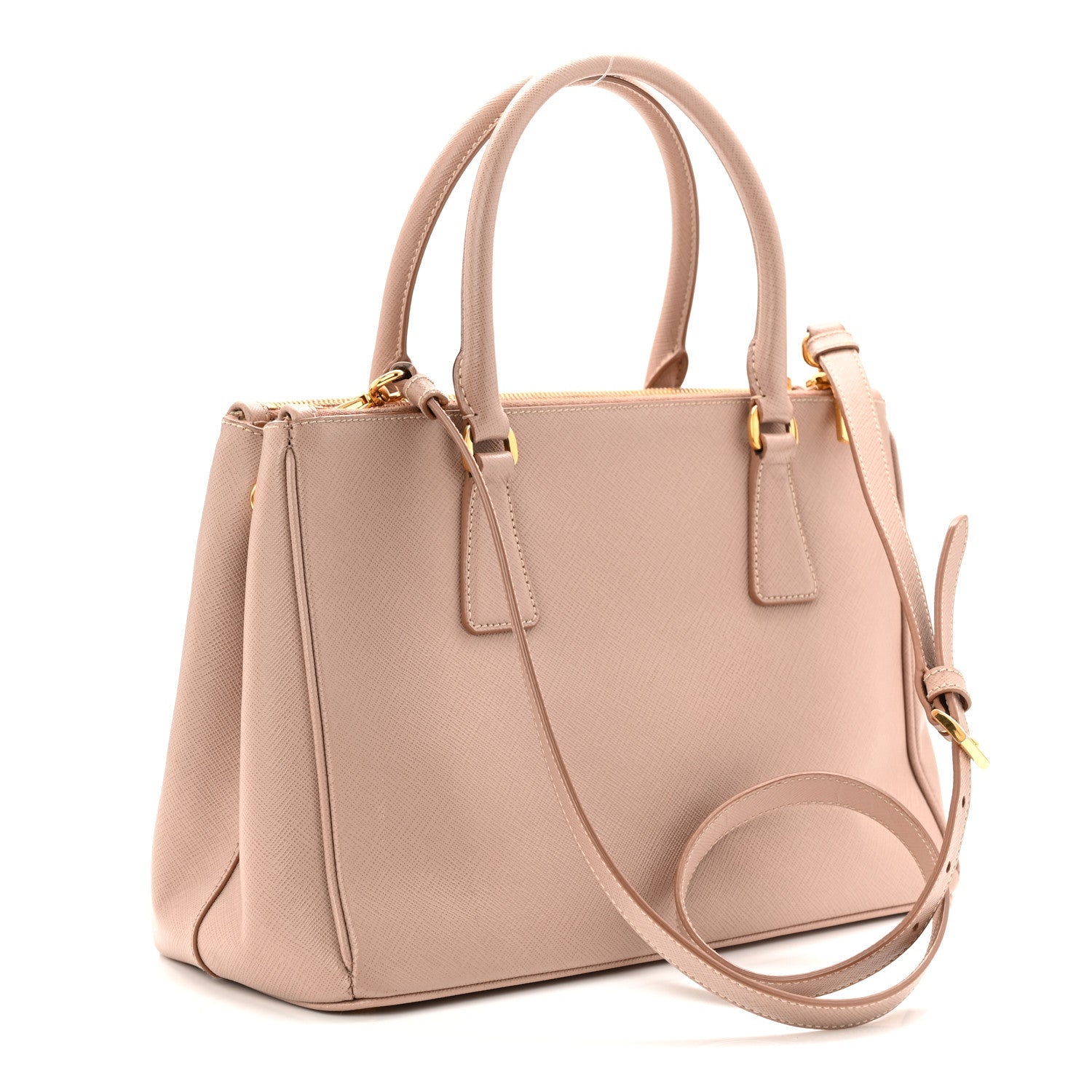 Prada Saffiano Small Galleria Double Zip Tote Cammeo