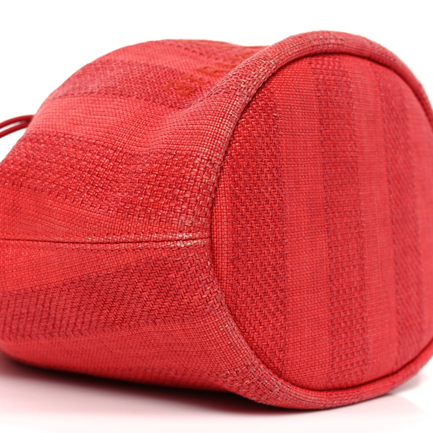 Chanel Mixed Fibers Striped Deauville Drawstring Bag Red