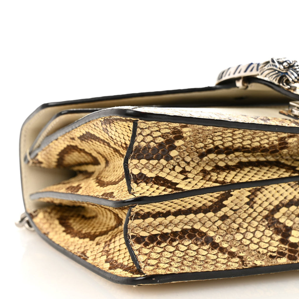 Gucci Calfskin Snakeskin Enamel Small Dionysus Shoulder Bag White Beige Electric Blue