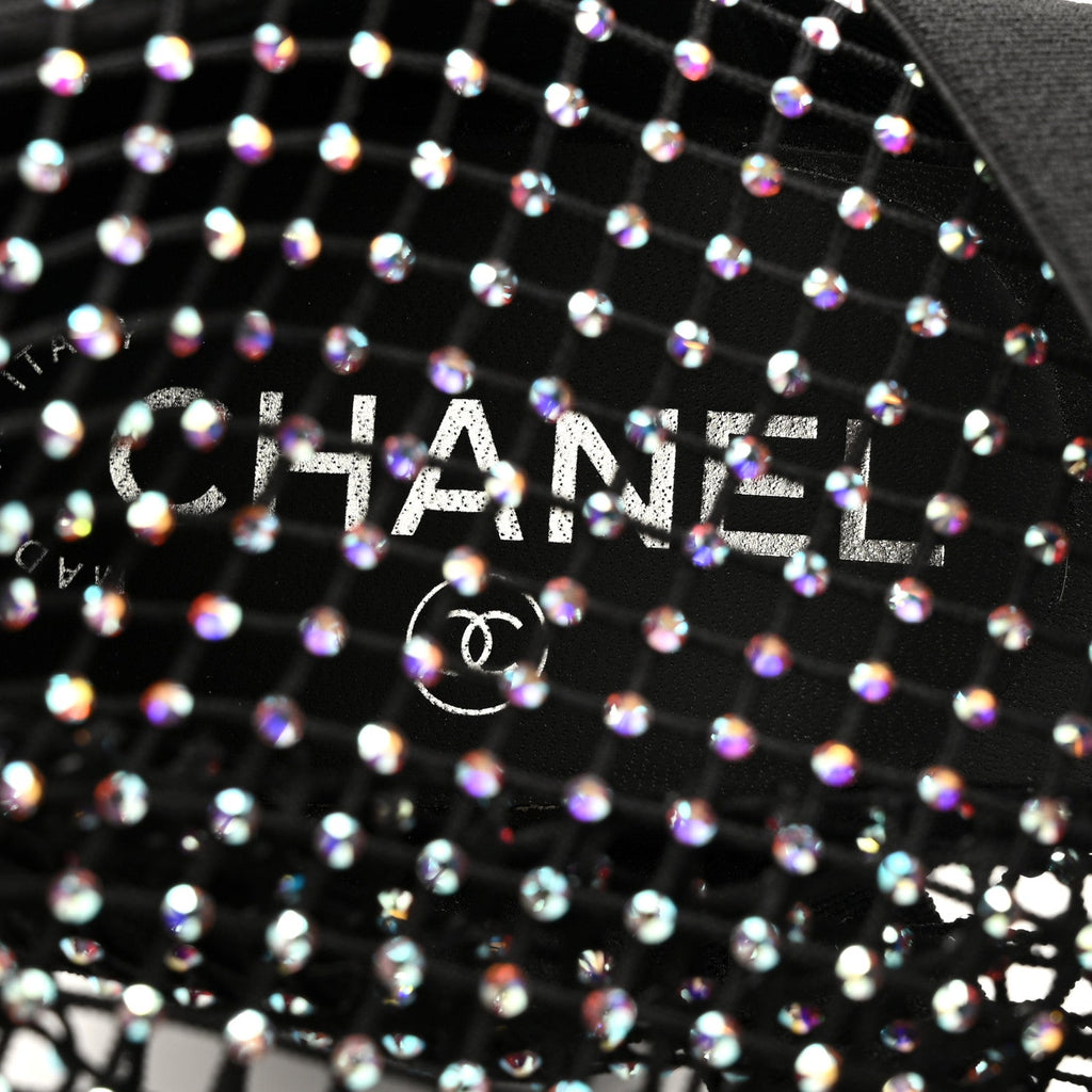 Mesh Crystal Patent CC Bow High Boots 38.5 Black