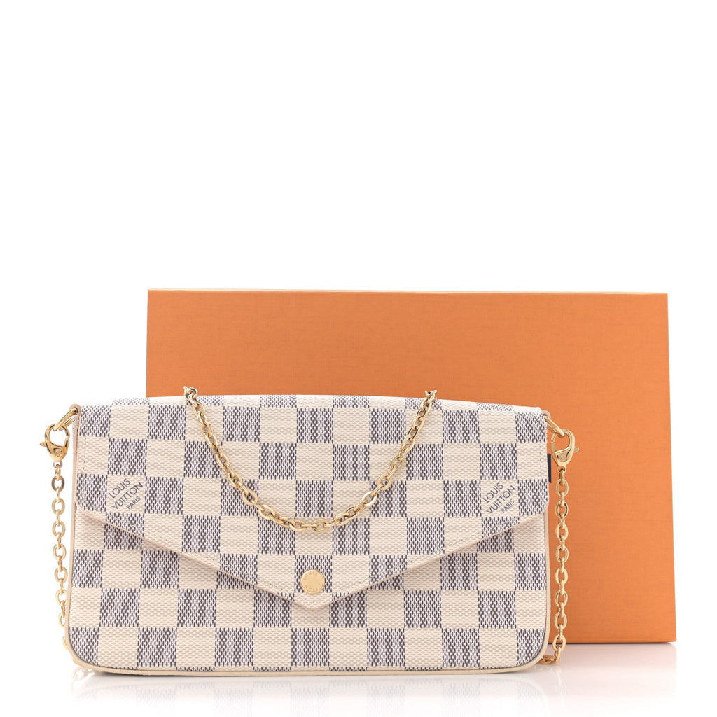 Louis Vuitton Damier Azur Pochette Felicie Chain Wallet Rose Ballerine