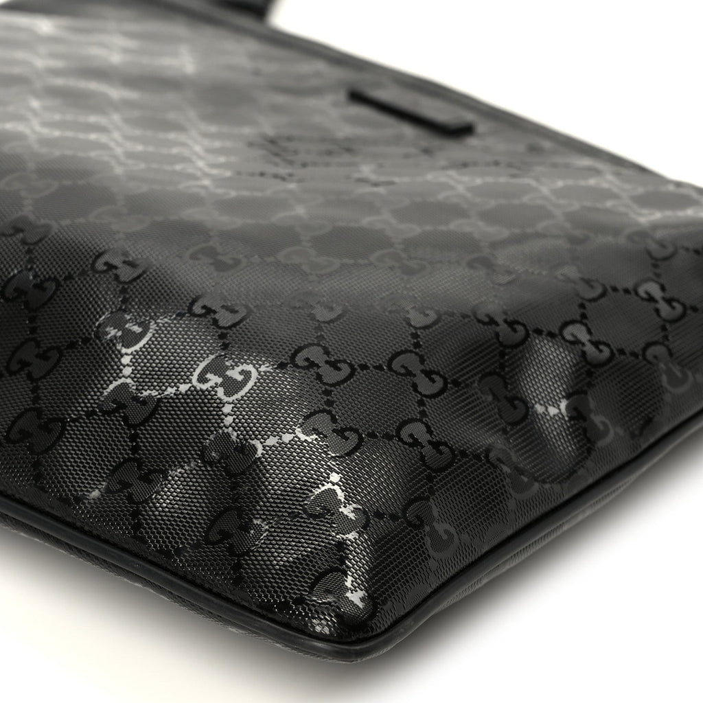 Gucci Imprime Monogram Medium Flat Messenger Bag Black