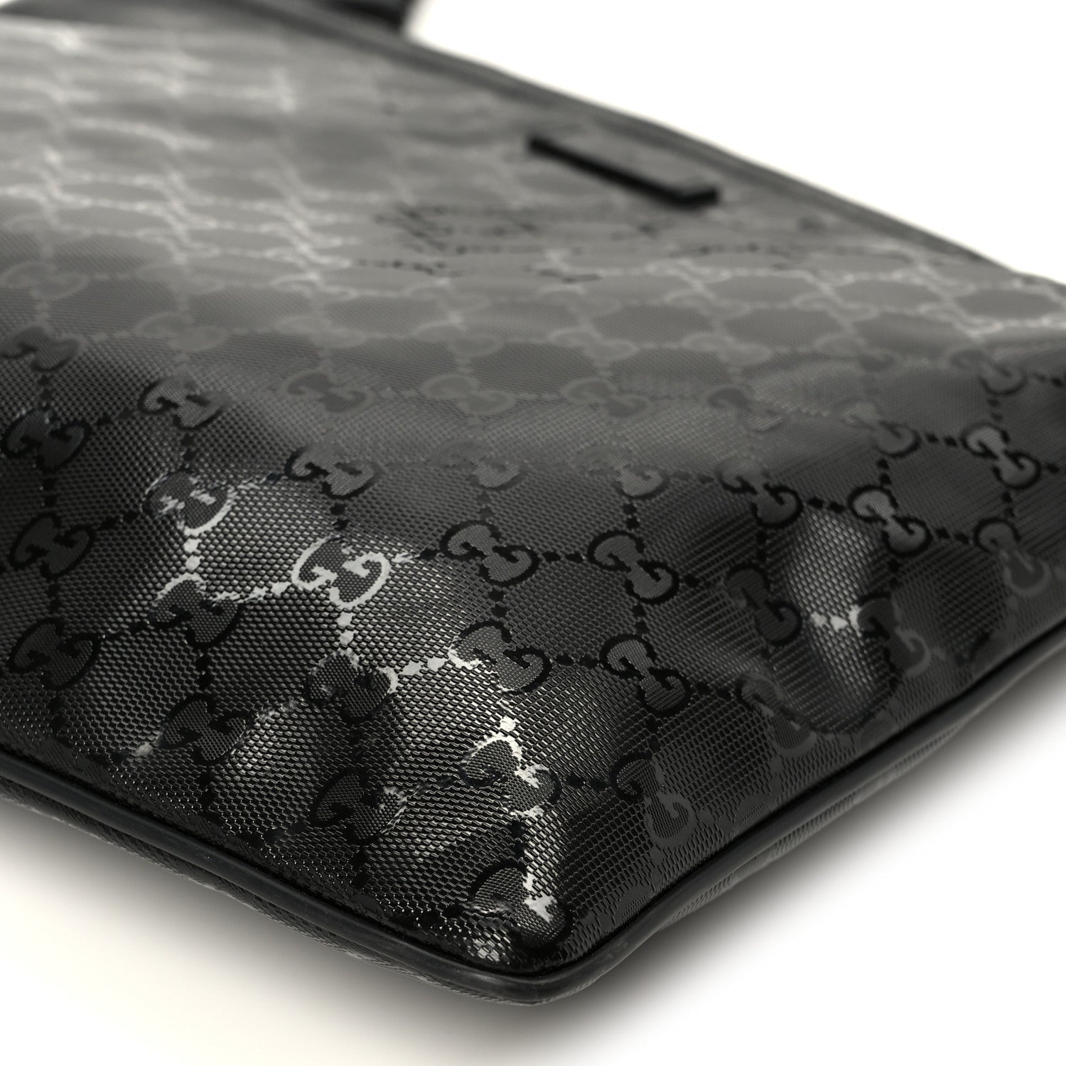 Gucci Imprime Monogram Medium Flat Messenger Bag Black