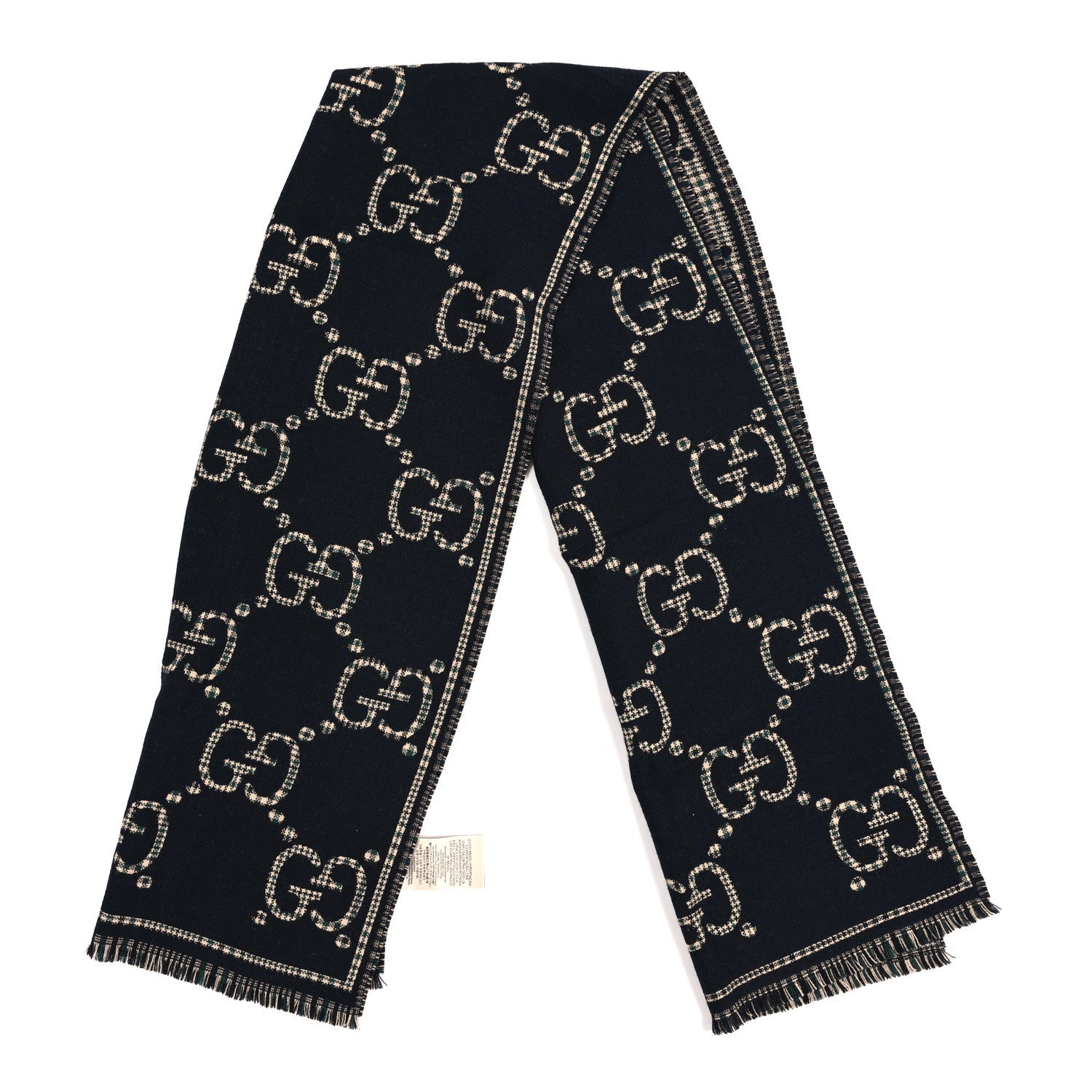 Gucci Wool Check GG Monogram Scarf Black Multicolor