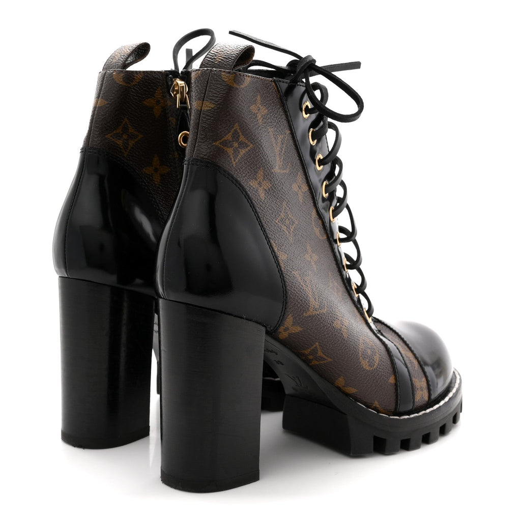 Louis Vuitton Patent Calfskin Monogram Star Trail Ankle Boots 39 Black