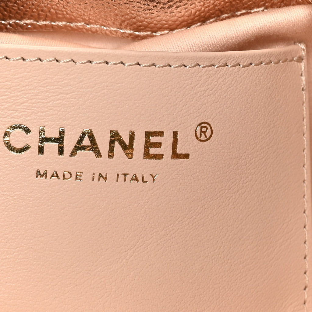 Chanel Metallic Caviar Quilted Mini Chanel 25 Handbag Copper
