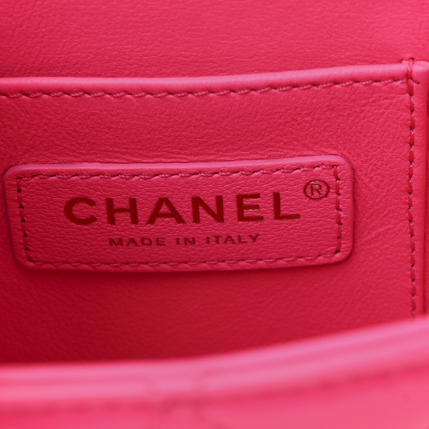 Chanel Patent Quilted CC Vani-Tea Case With Chain Neon Pink