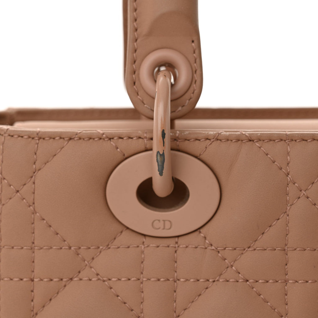 Christian Dior Ultra Matte Calfskin Cannage Medium Lady Dior Beige