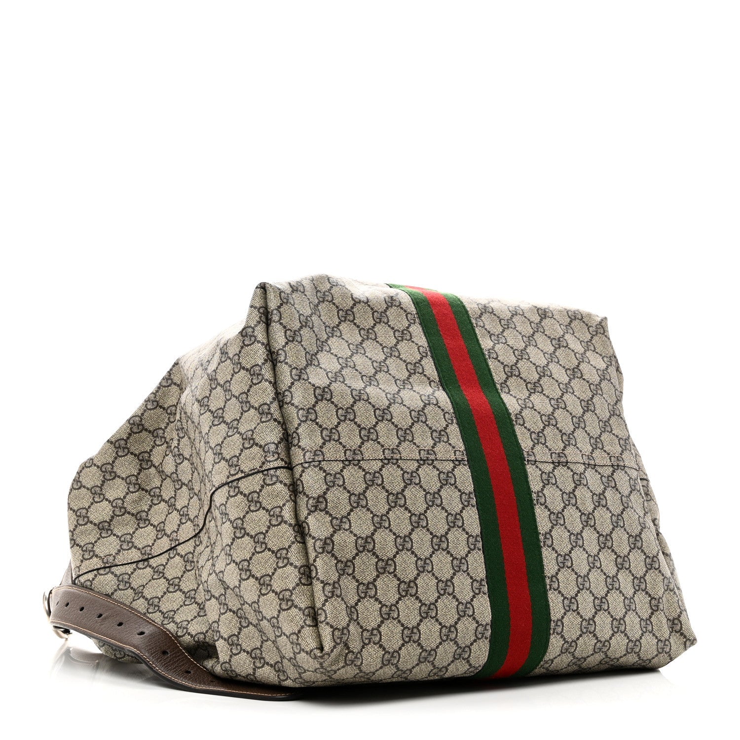 Gucci Tender GG Supreme Monogram Textured Dollar Calfskin Web Medium Jackie 1961 Crossbody Bag Beige Ebony New Acero