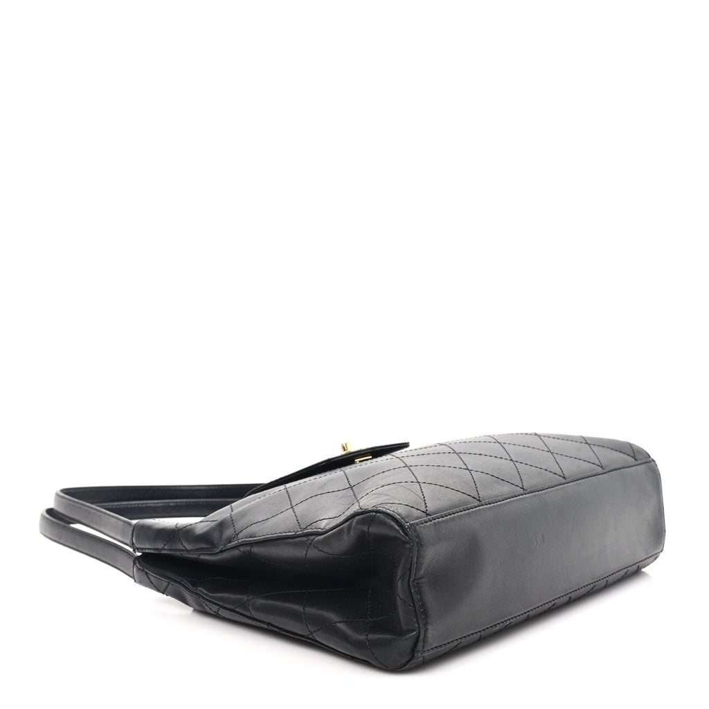Chanel Lambskin Quilted CC Flap Shoulder Bag Black