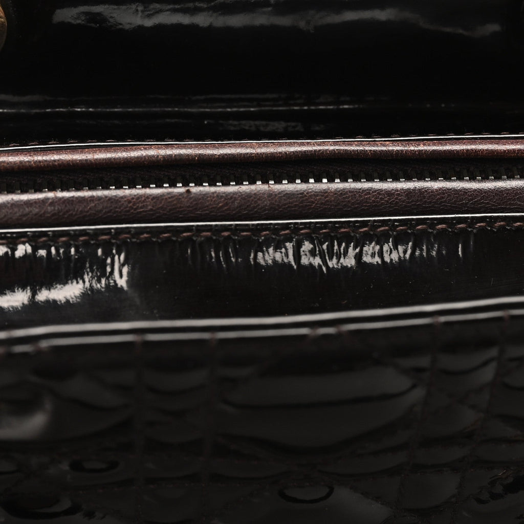 Christian Dior Patent Cannage Medium Lady Dior Dark Brown