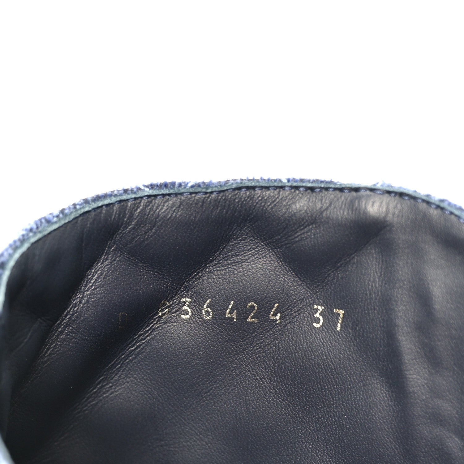 Chanel Shiny Calfskin Velvet Quilted Lace Up Combat Boots 37 Blue
