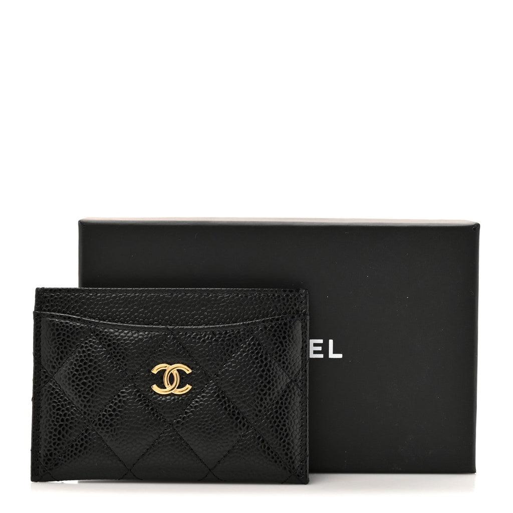 Caviar Quilted Card Holder Black