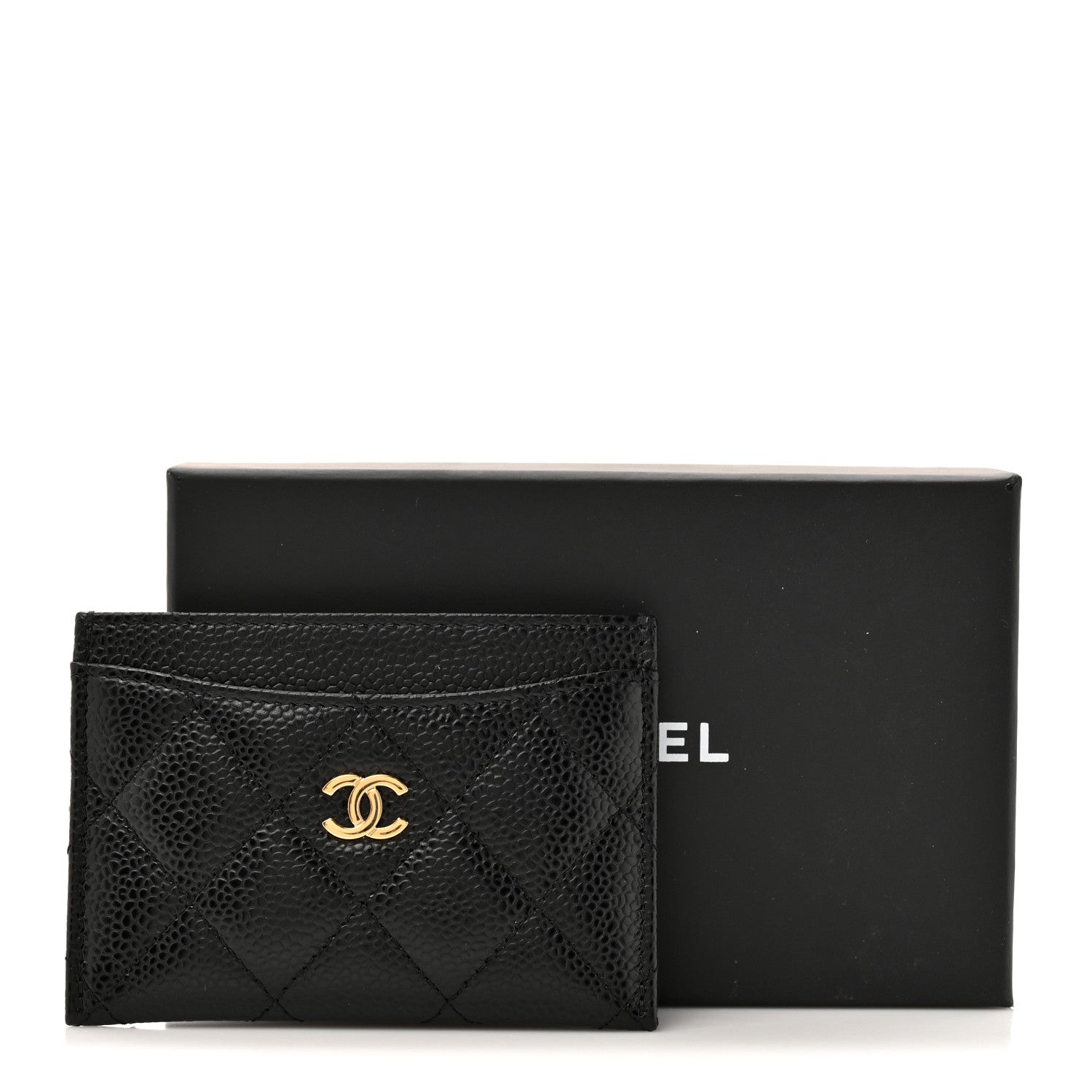 Caviar Quilted Card Holder Black