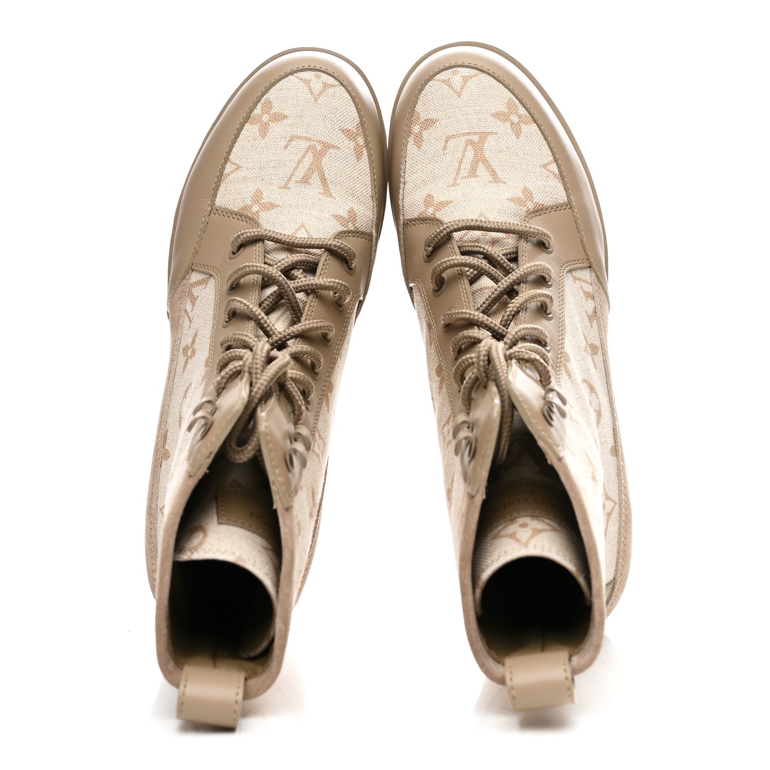 Louis Vuitton Suede Calfskin Laureate Platform Desert Boots 37 Beige