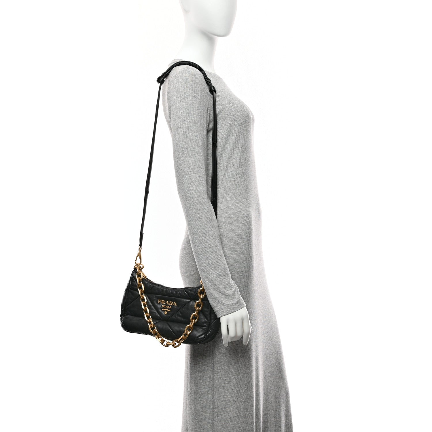Prada Nappa Triangle Quilted Patchwork System Bag Black