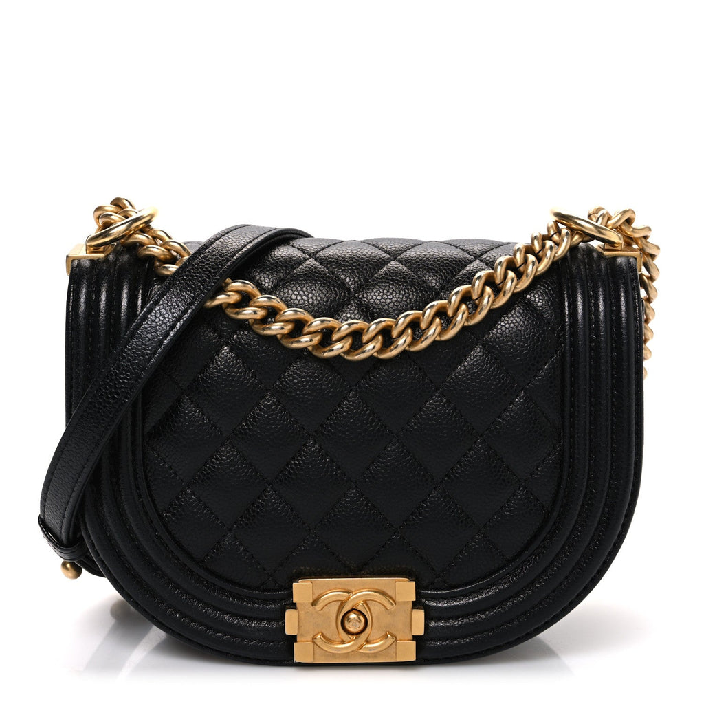 Chanel Caviar Quilted Small Boy Messenger Bag Black