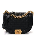 Chanel Caviar Quilted Small Boy Messenger Bag Black