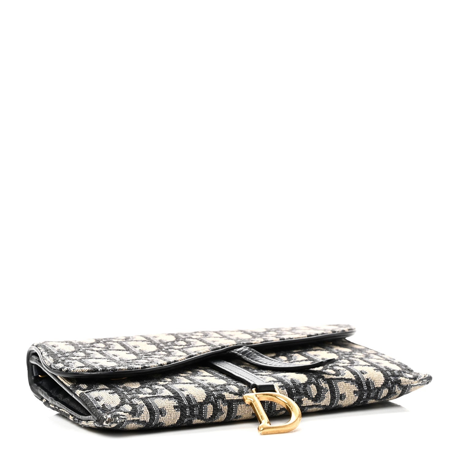 Christian Dior Oblique Saddle Chain Long Wallet Blue