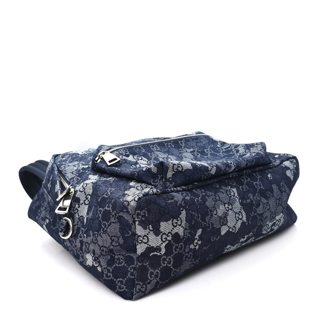 Gucci Denim Monogram Camouflage Large Backpack Blue