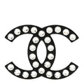 Resin Crystal CC Brooch Black