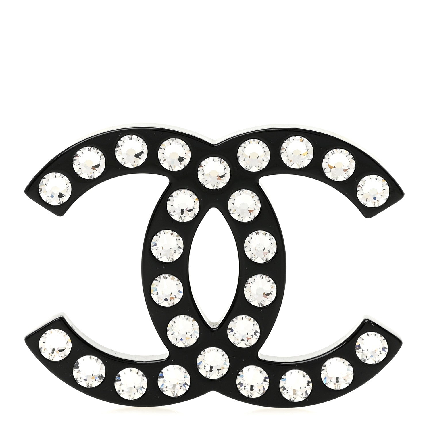 Resin Crystal CC Brooch Black