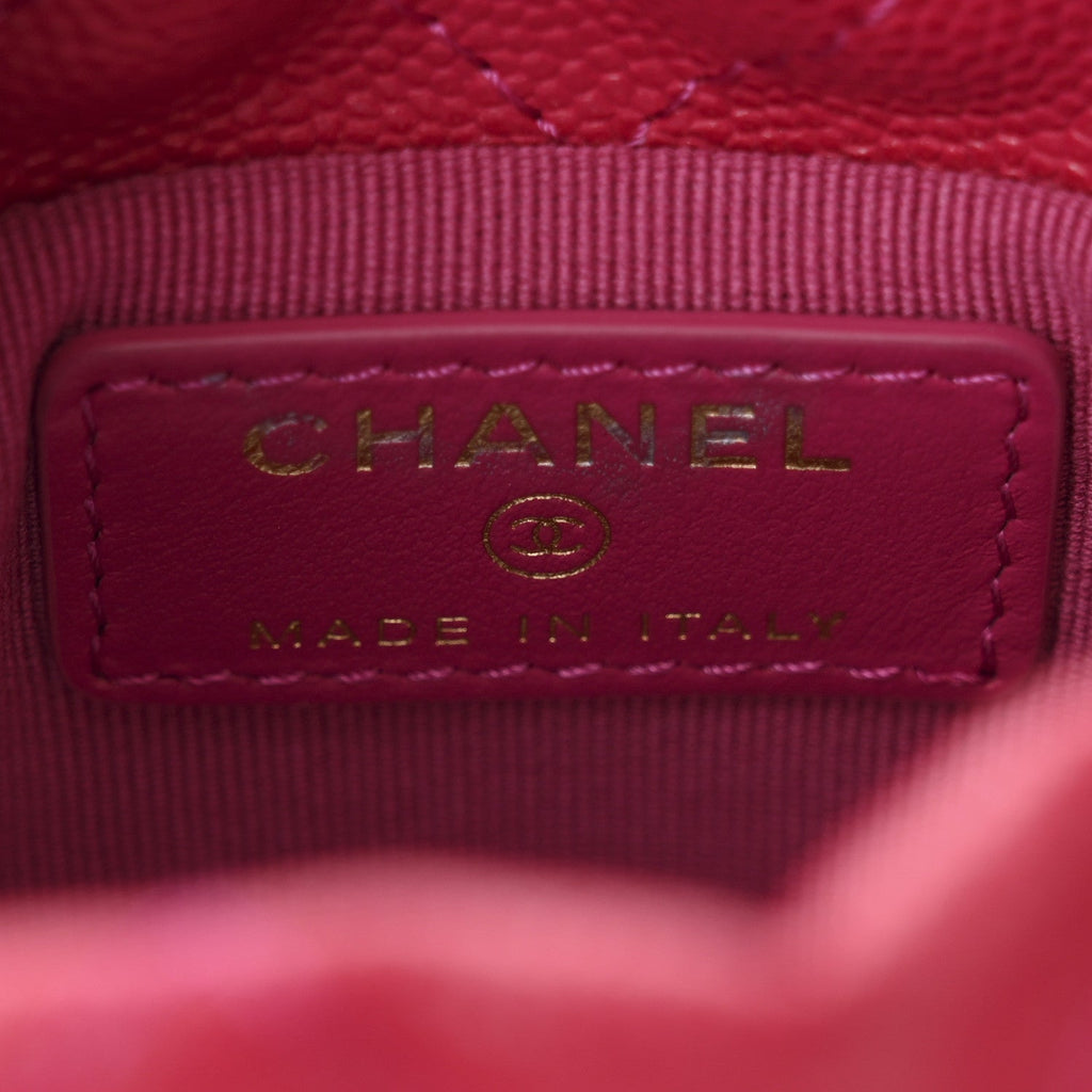 Chanel Caviar Quilted Twist Your Buttons Mini Bucket Bag Fuchsia