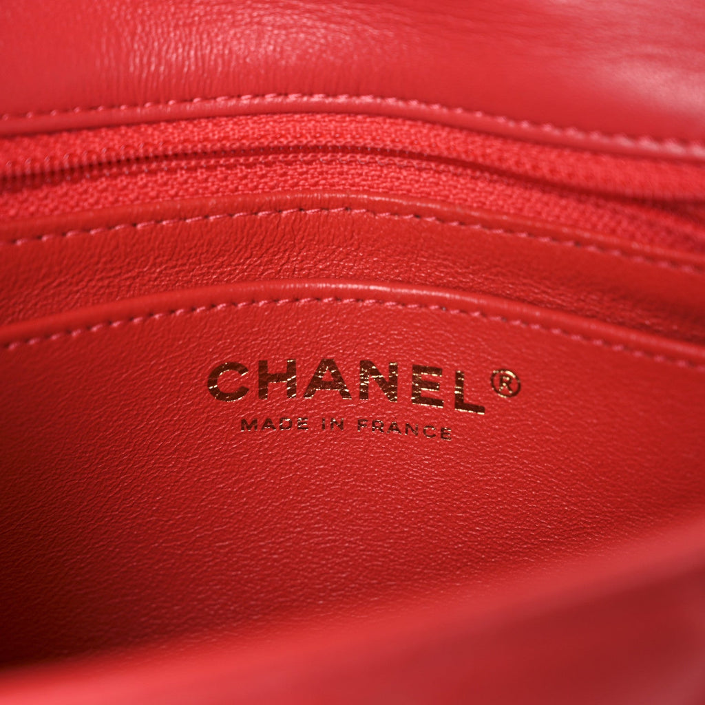 Chanel Lambskin Quilted Mini Square Flap Red