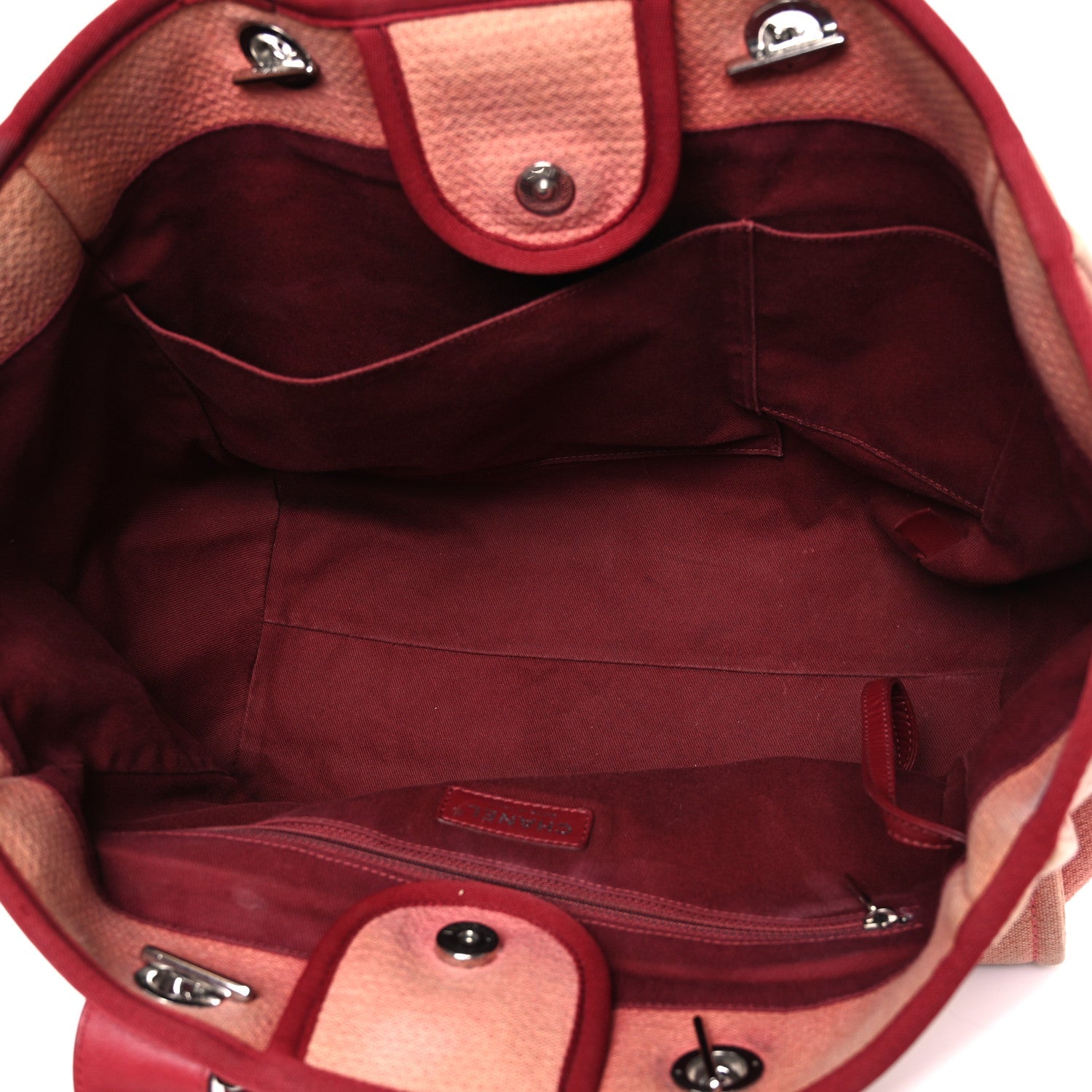 Chanel Canvas Large Deauville Tote Red