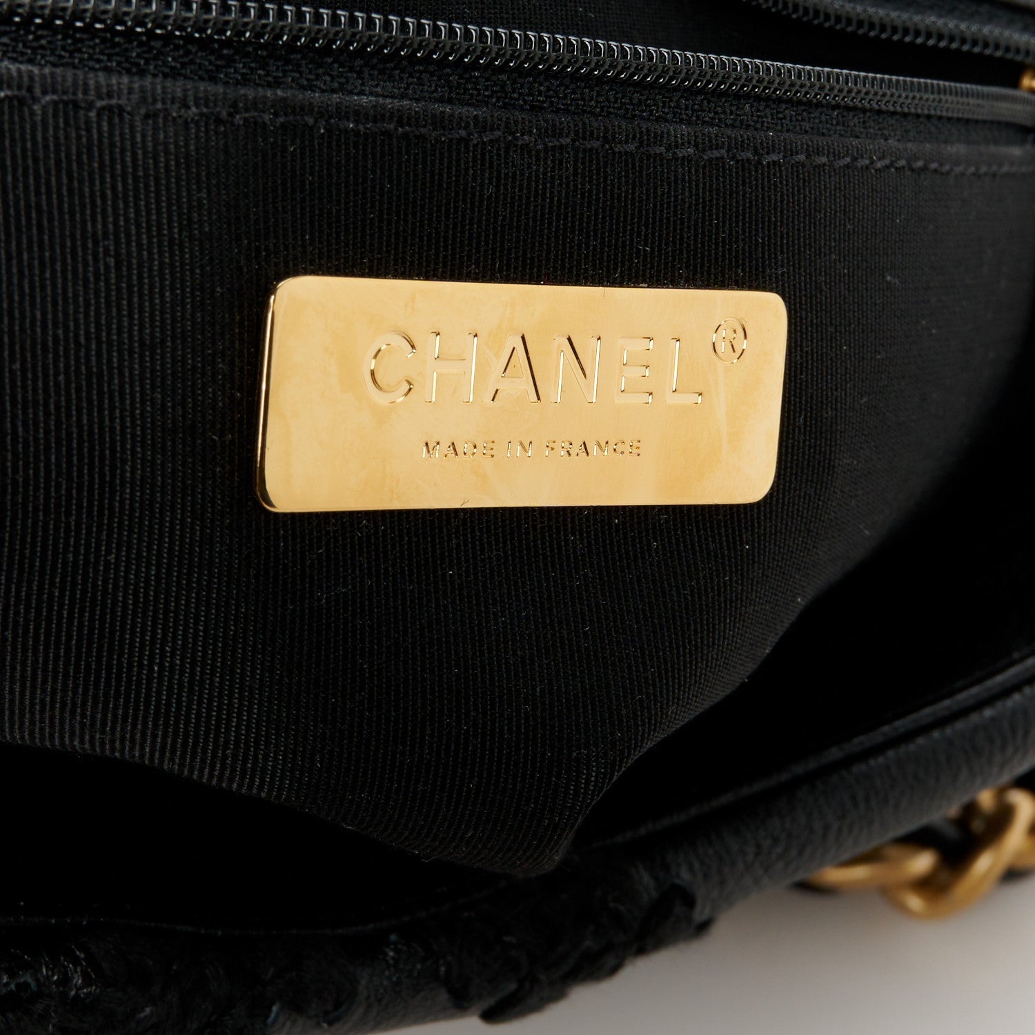 Chanel Calfskin Crochet Medium Chanel 19 Flap Black