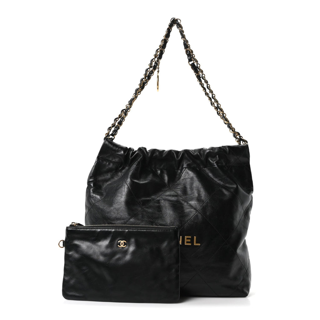 Chanel Shiny Calfskin Quilted Small Chanel 22 Black