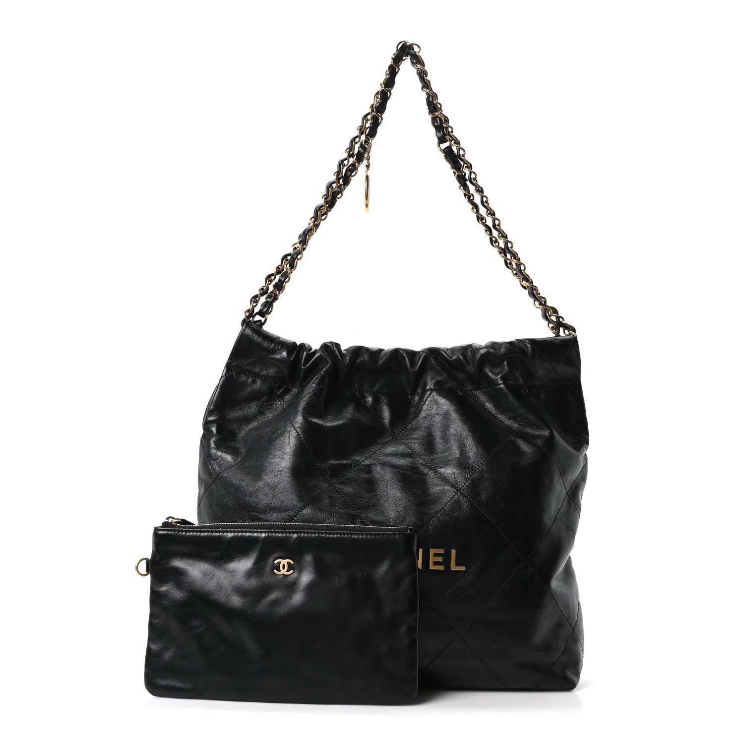 Chanel Shiny Calfskin Quilted Small Chanel 22 Black