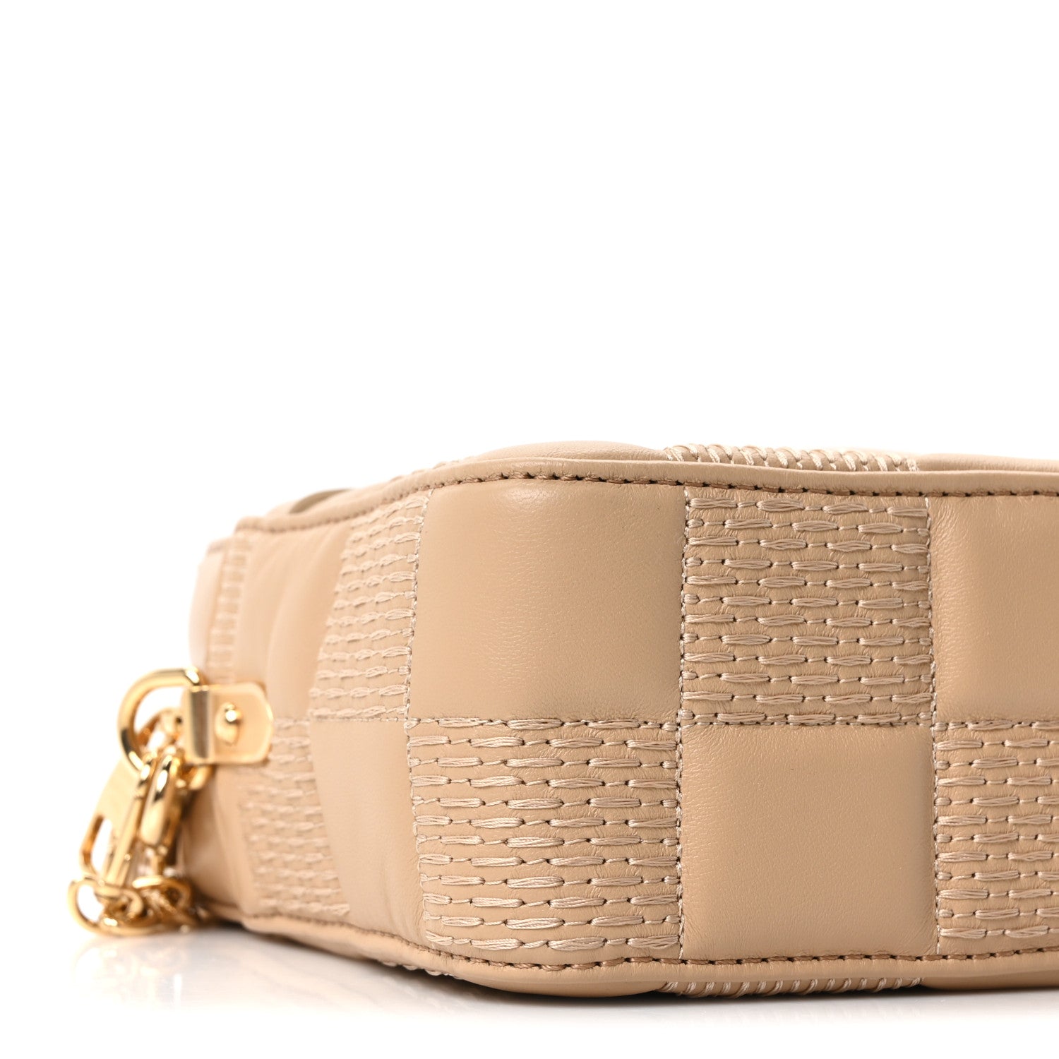Louis Vuitton Lambskin Damier Quilt Troca MM Cashmere Beige